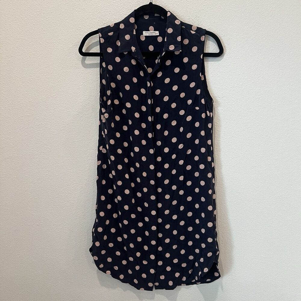 Equipment 'Michaela' Polka Dot Sleeveless Silk Shirt Dress Women’s XS Preppy